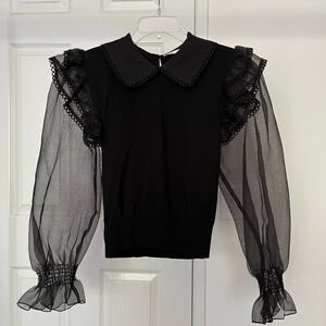 Black Sheer Sleeve Top